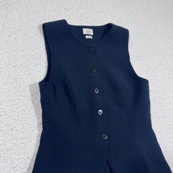 Wilfred Aritzia Regal Vest Crepette Navy Blue Womens Size 6 - Picture 4 of 8